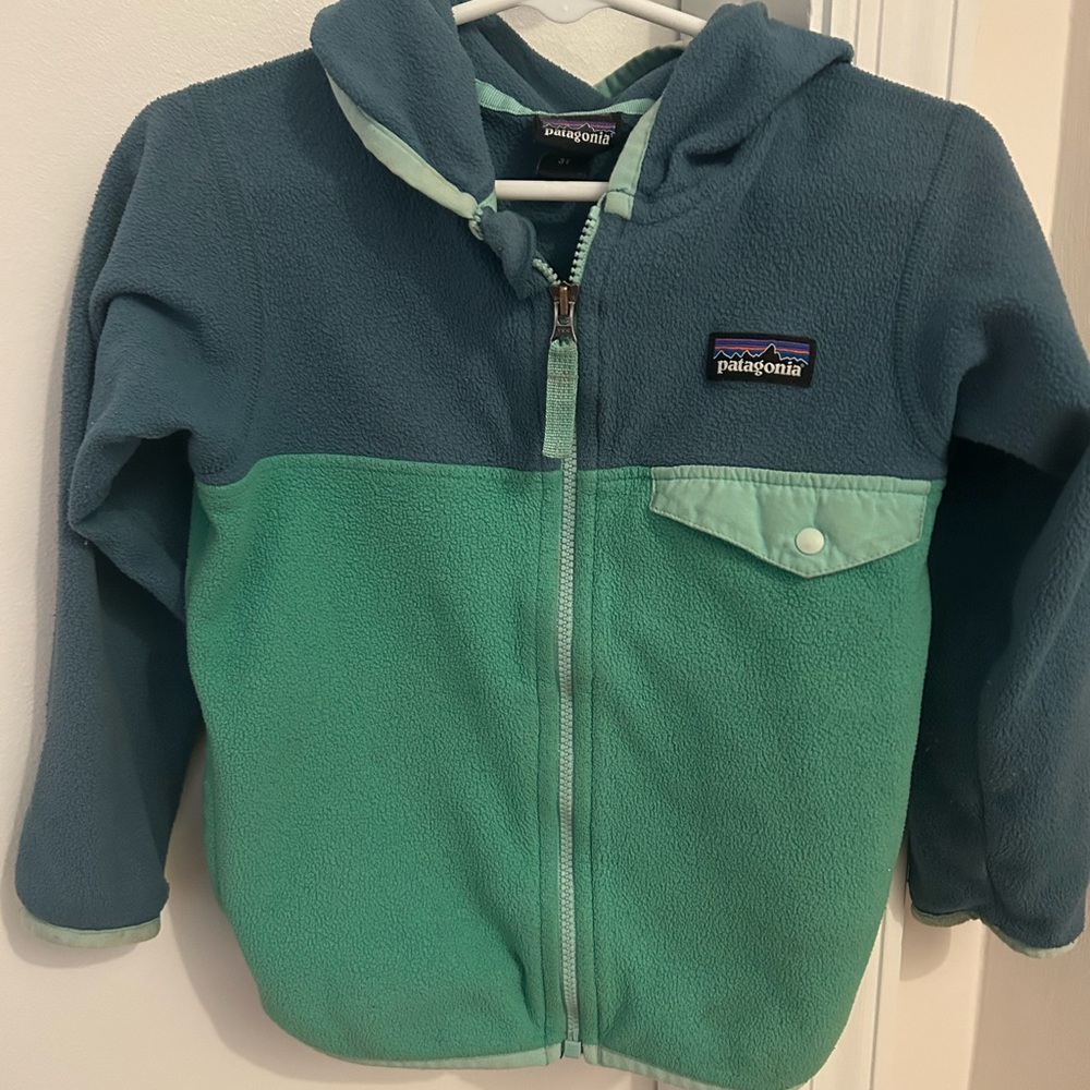 Patagonia Kids' 3T Fleece Hoodie - Teal and Mint